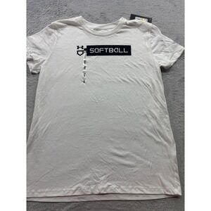Under Armour Womens Softball Graphic T Shirt White Short Sleeve Loose Fit Medium